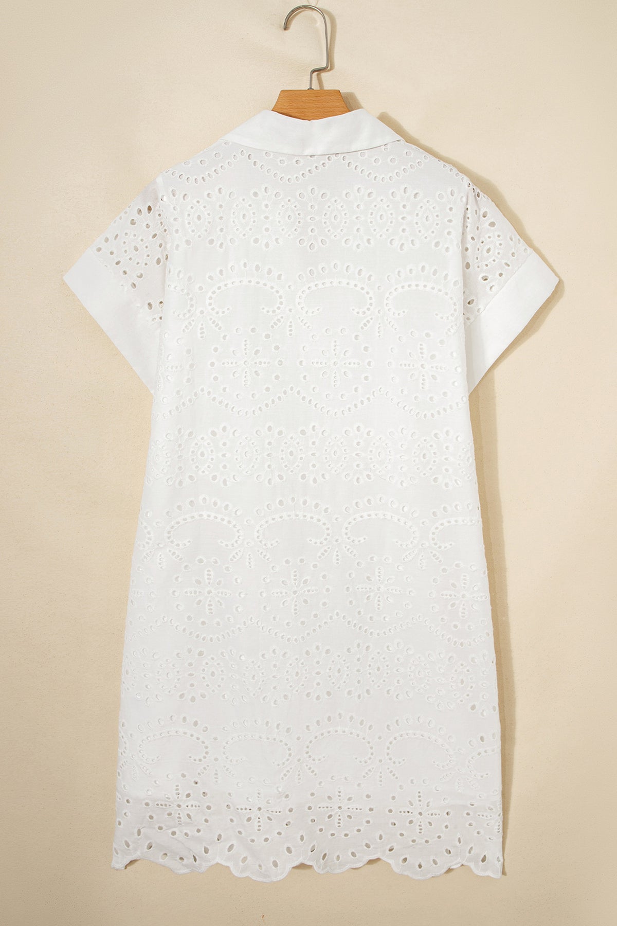 Black Solid Color Eyelet Embroidered T Shirt Mini Dress — image 07