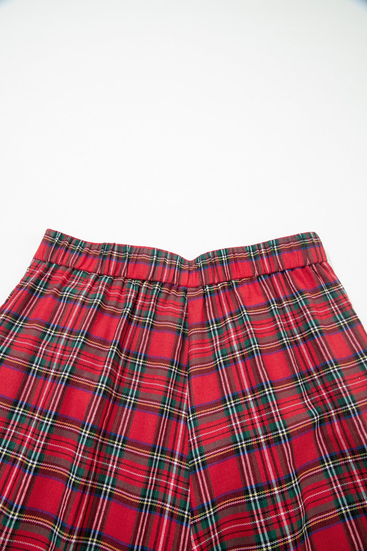 Red Festive Plaid Wide Leg Pull On Pants — image 09
