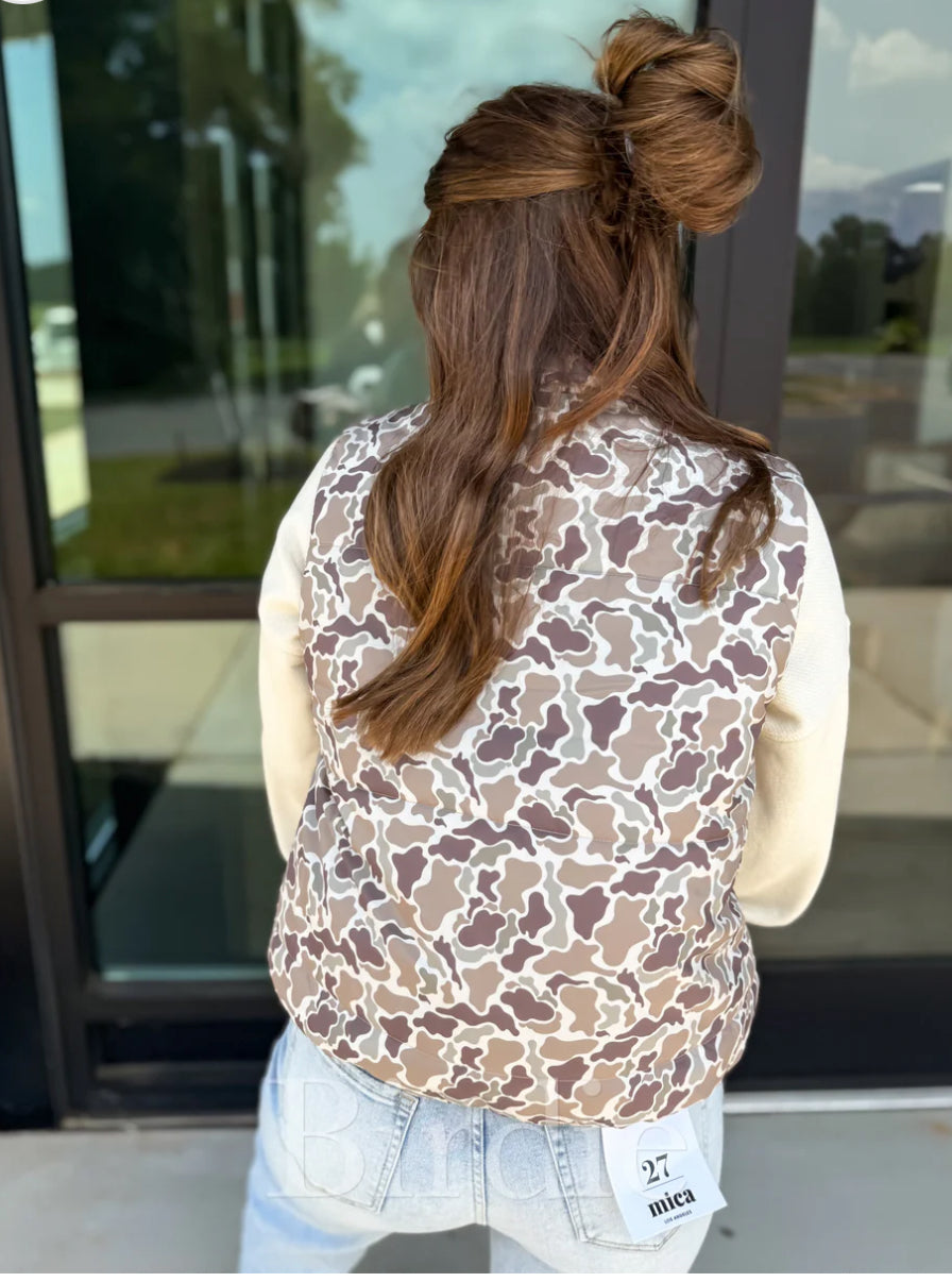 PREORDER: Duck Camo Puffer Vest// eta August