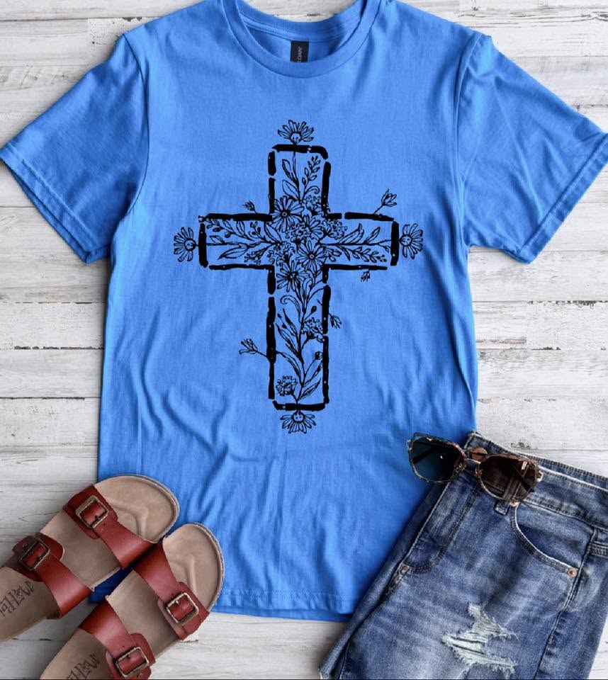 DEAL PRICING // PREORDER: Floral Cross Tee //ships free