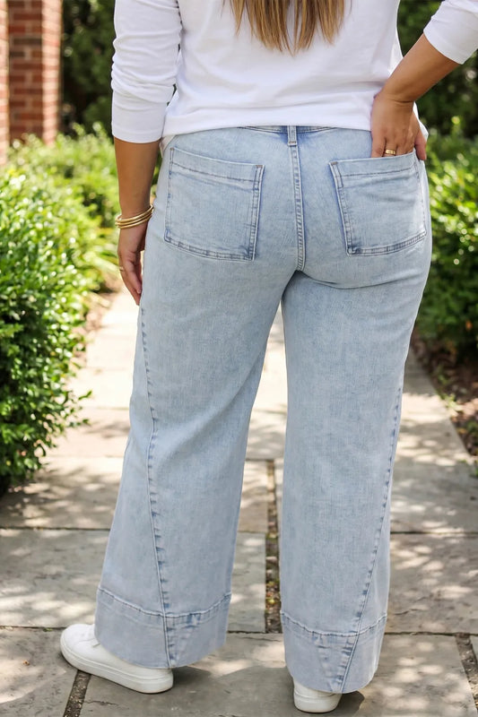 SHIPS FREE TODAY // Beau Blue Solid Paneling Loose Fit Plus Size Jeans