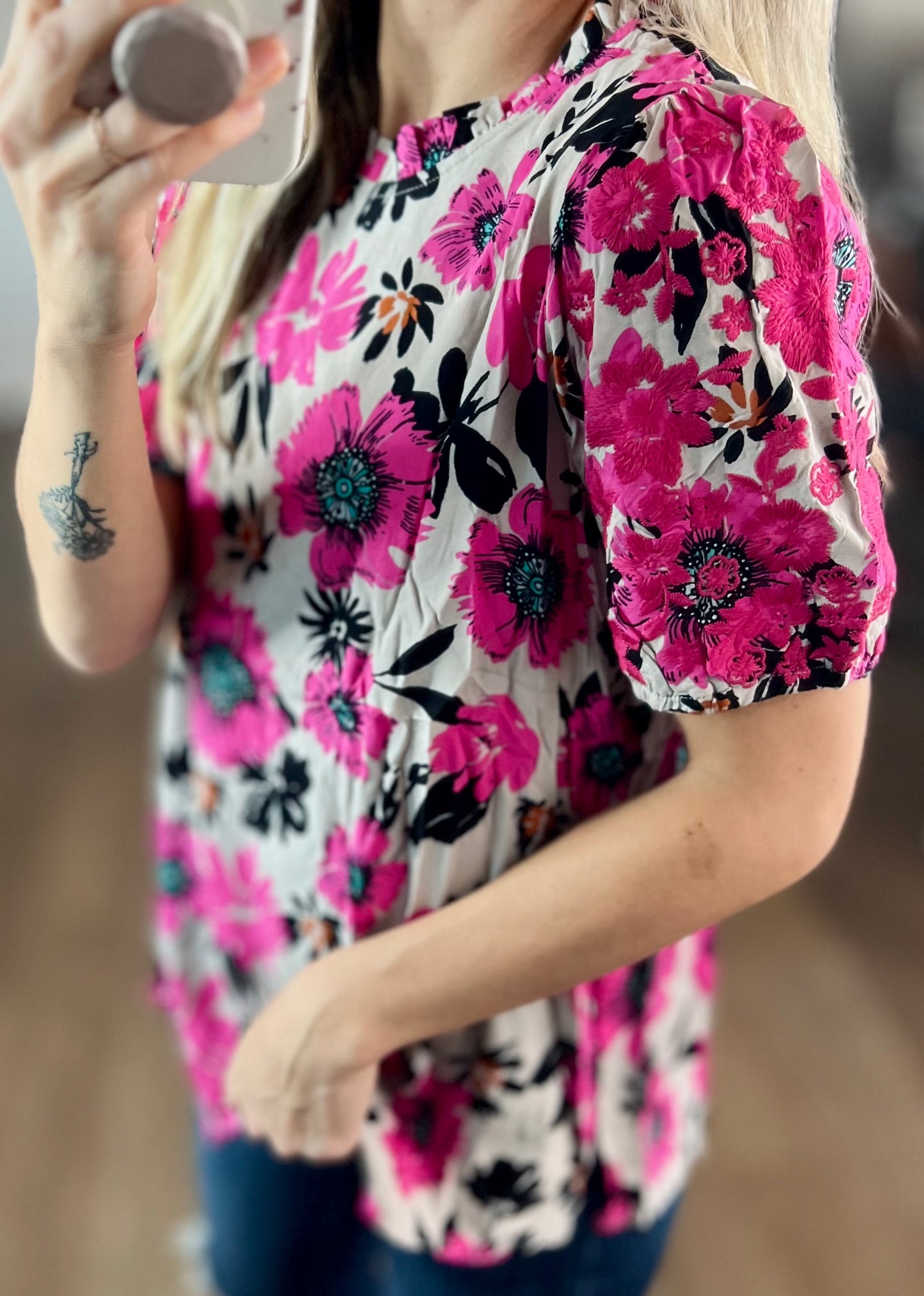 All Dressed Up Embroidered Floral Blouse