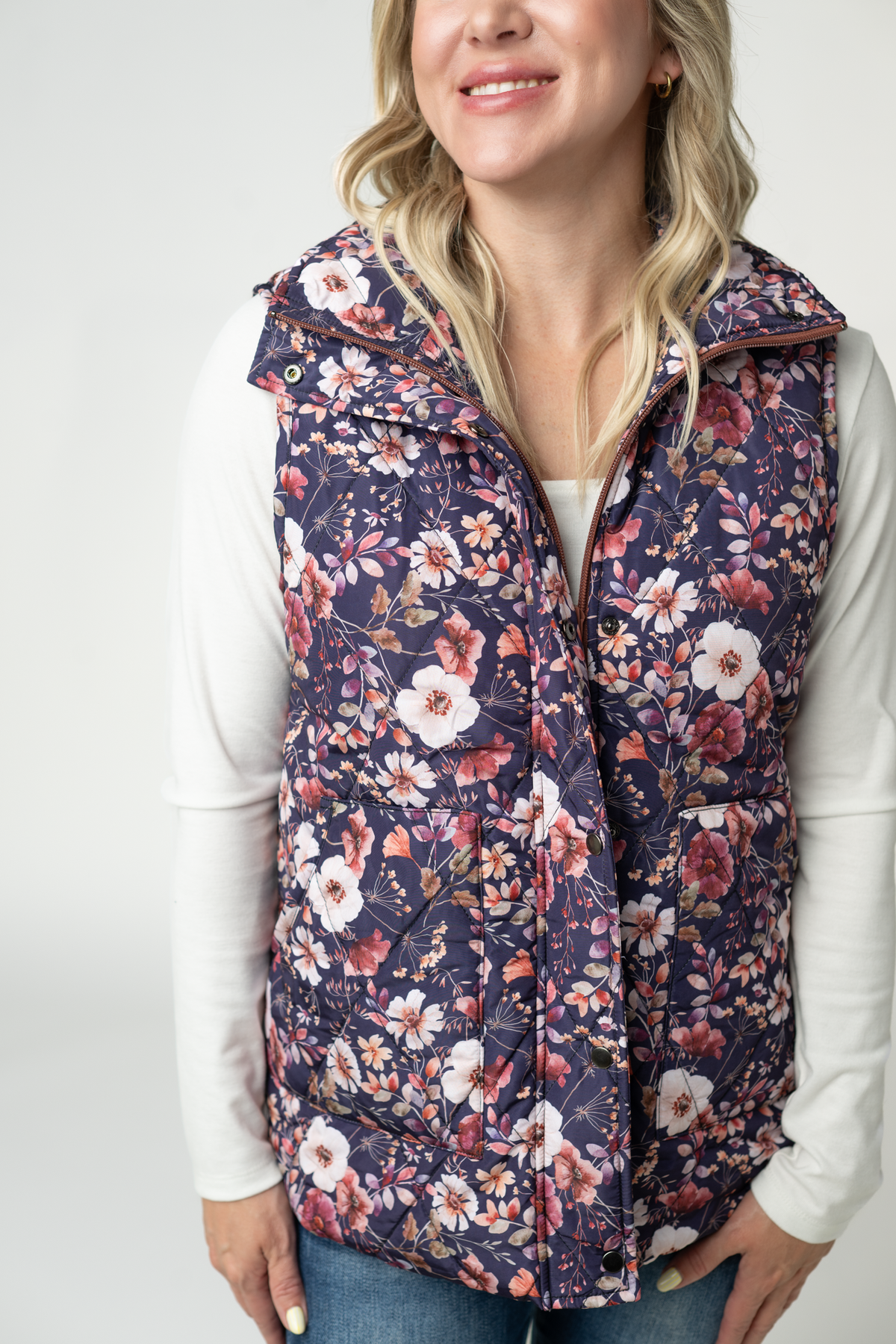 IN STOCK Remy Zip Up Vest - Blushwood Floral