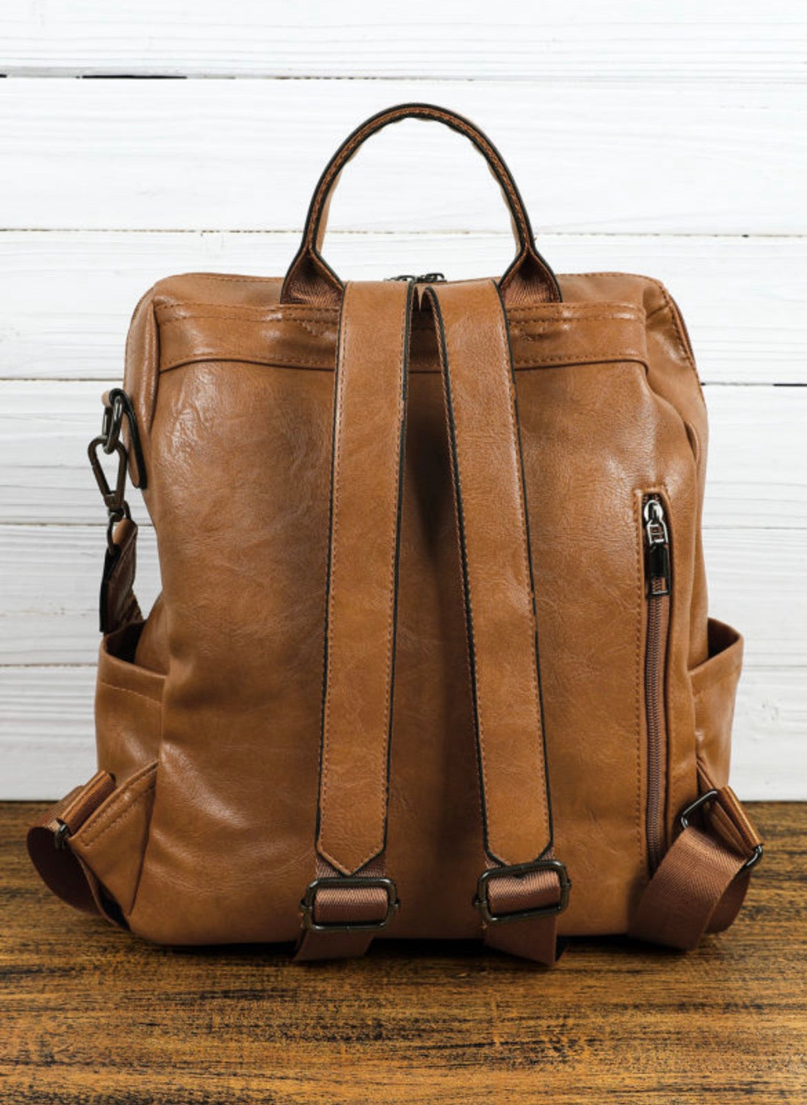 Brown PU Leather Backpack