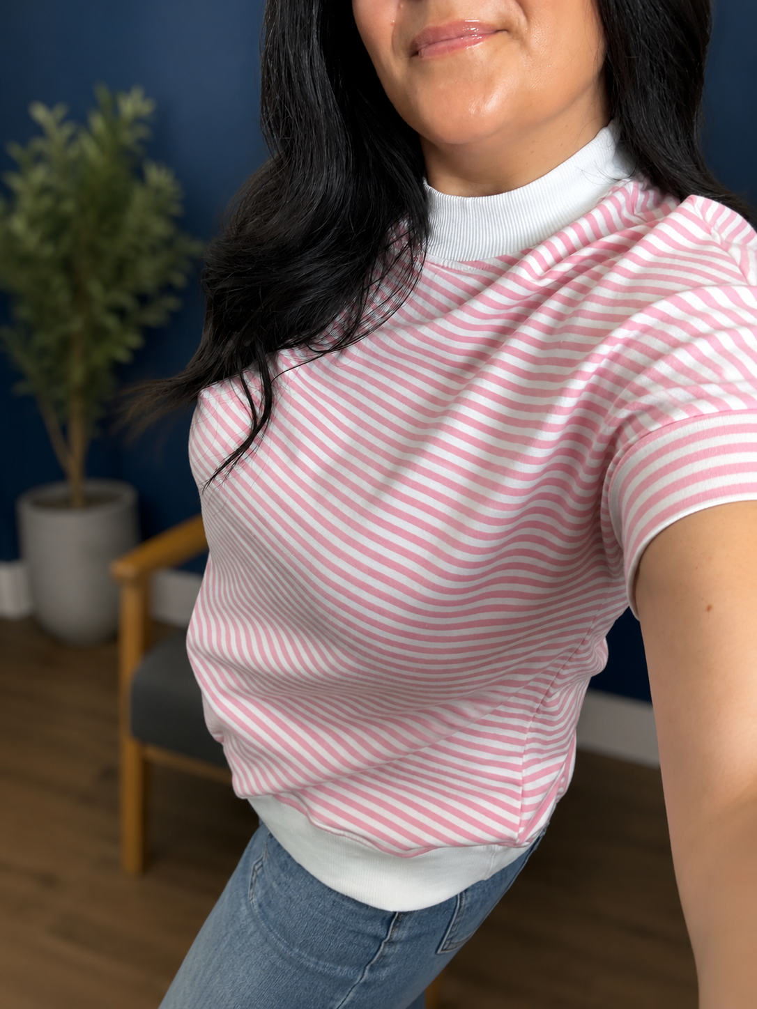 *ships free today* Pink Stripe Mock Neck Tee and Shorts Set