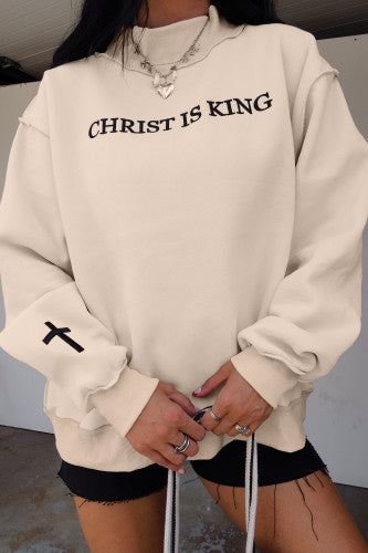 SHIPS FREE TODAY// Christ is King Embroidered Pullover Sweatshirt