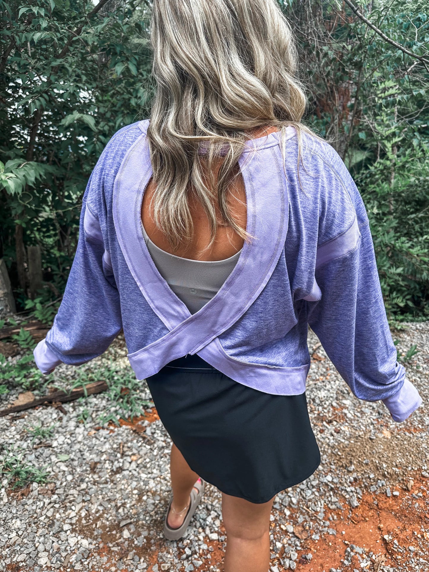 PREORDER: OPEN BACK Active Pullover in Purple // ships in 1-2 weeks
