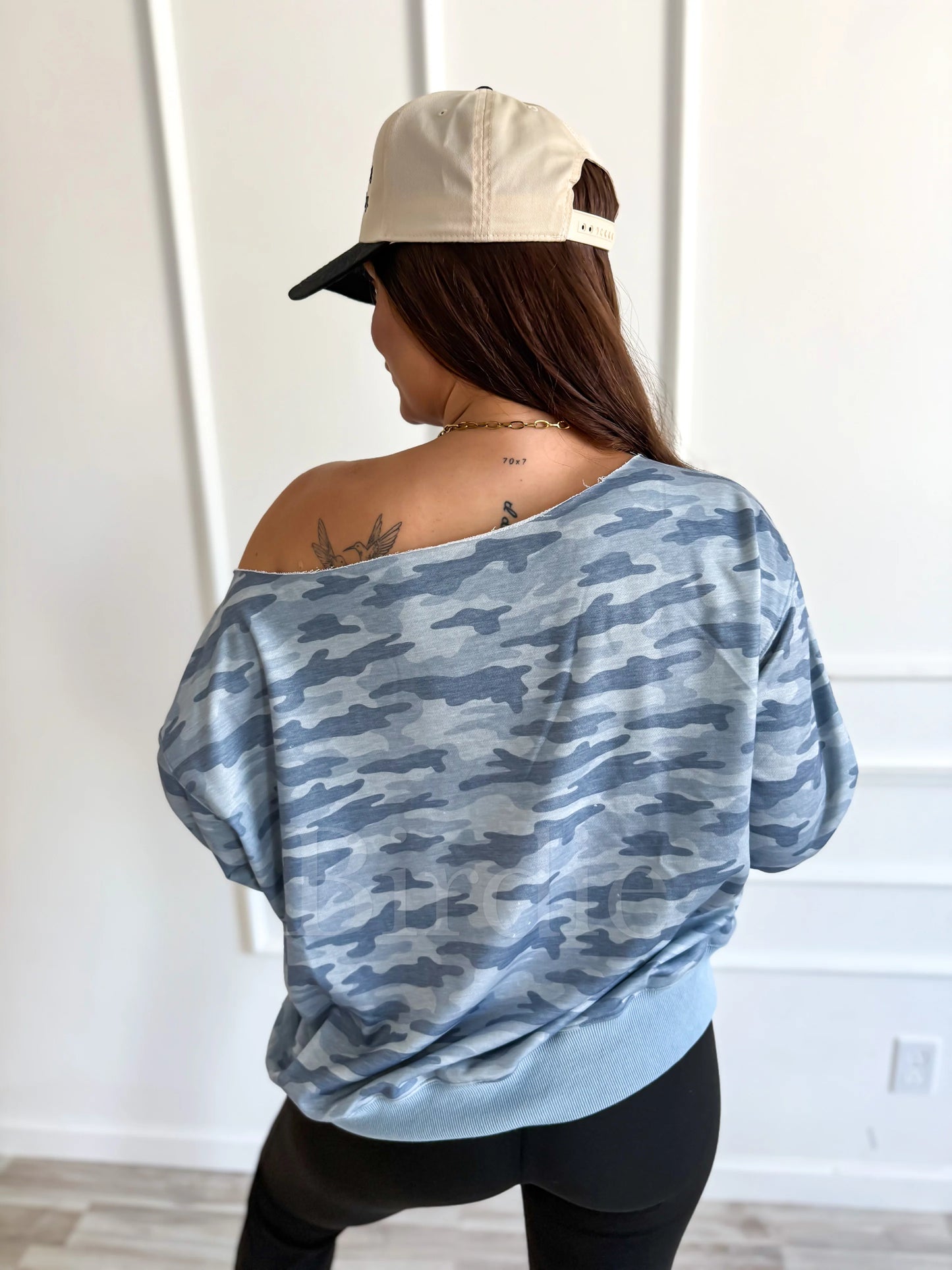 PREORDER: Off Shoulder Slouchy Pullover in Arctic Drift// ships in Sept - Oct