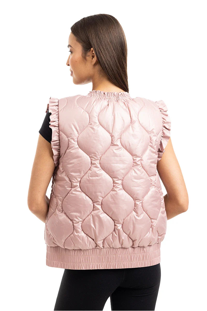 PREORDER: Blush Metallic Quilted Vest // eta to us Sept