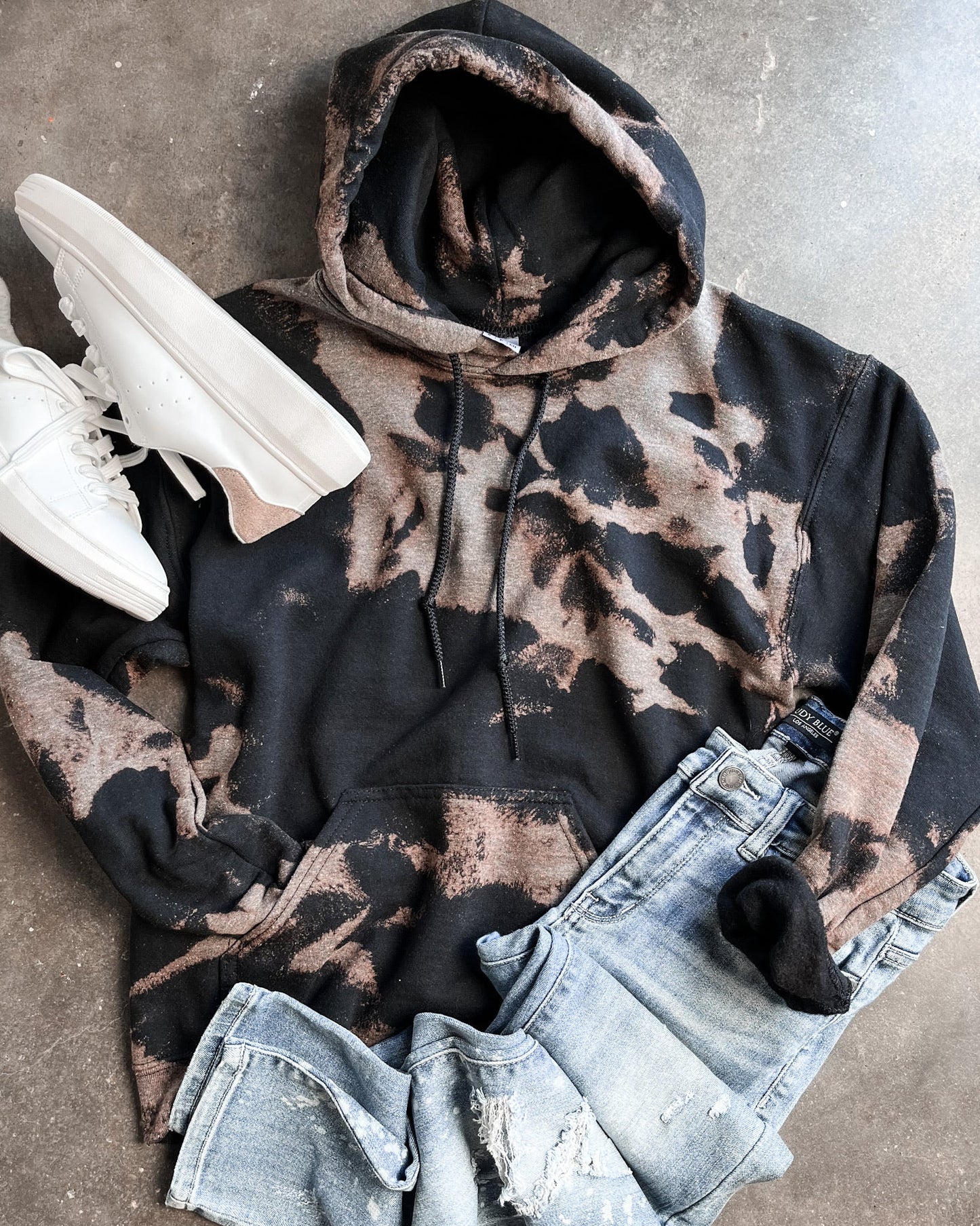 PREORDER: Black Hooded Bleached Sweatshirt // CLOSES 8/28/26