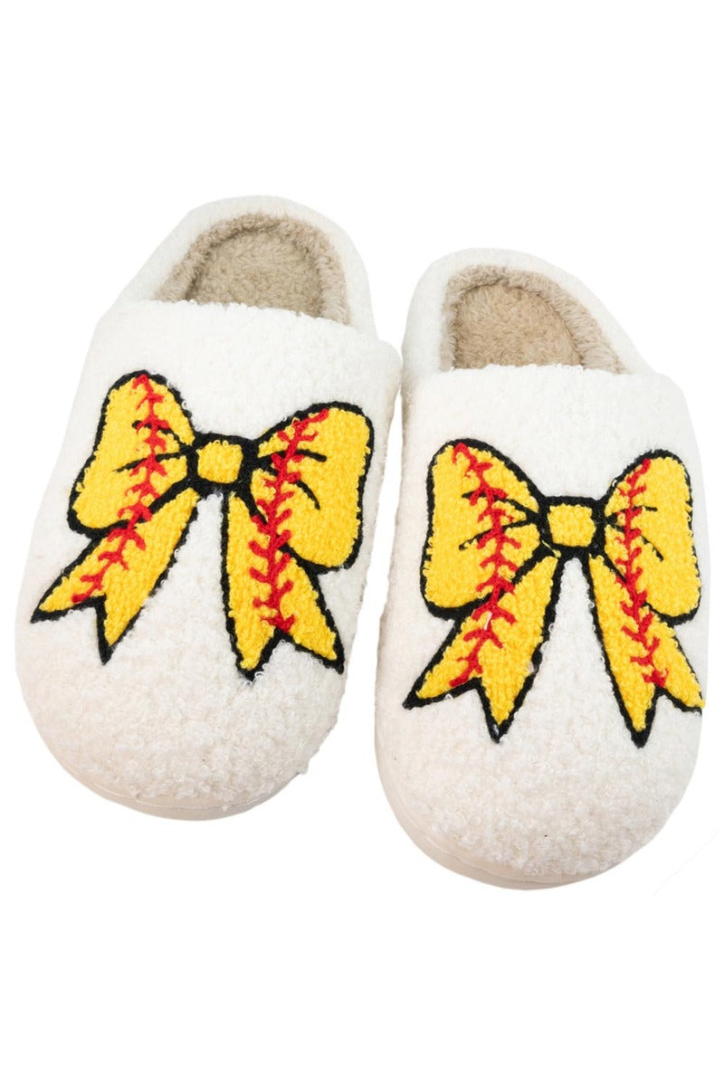 FLASH DEAL // Softball Bow Slippers // SHIPS IN 1-2 WEEKS
