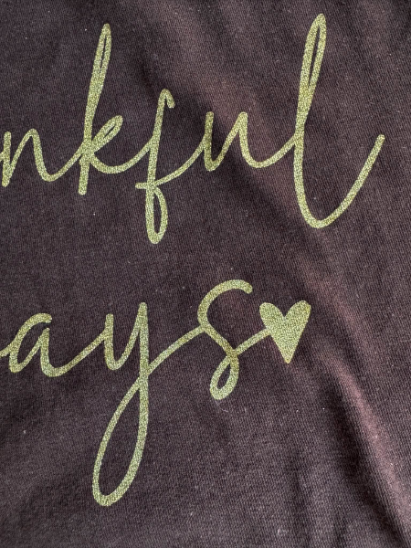Thankful Tee - Gold metallic ink closeup