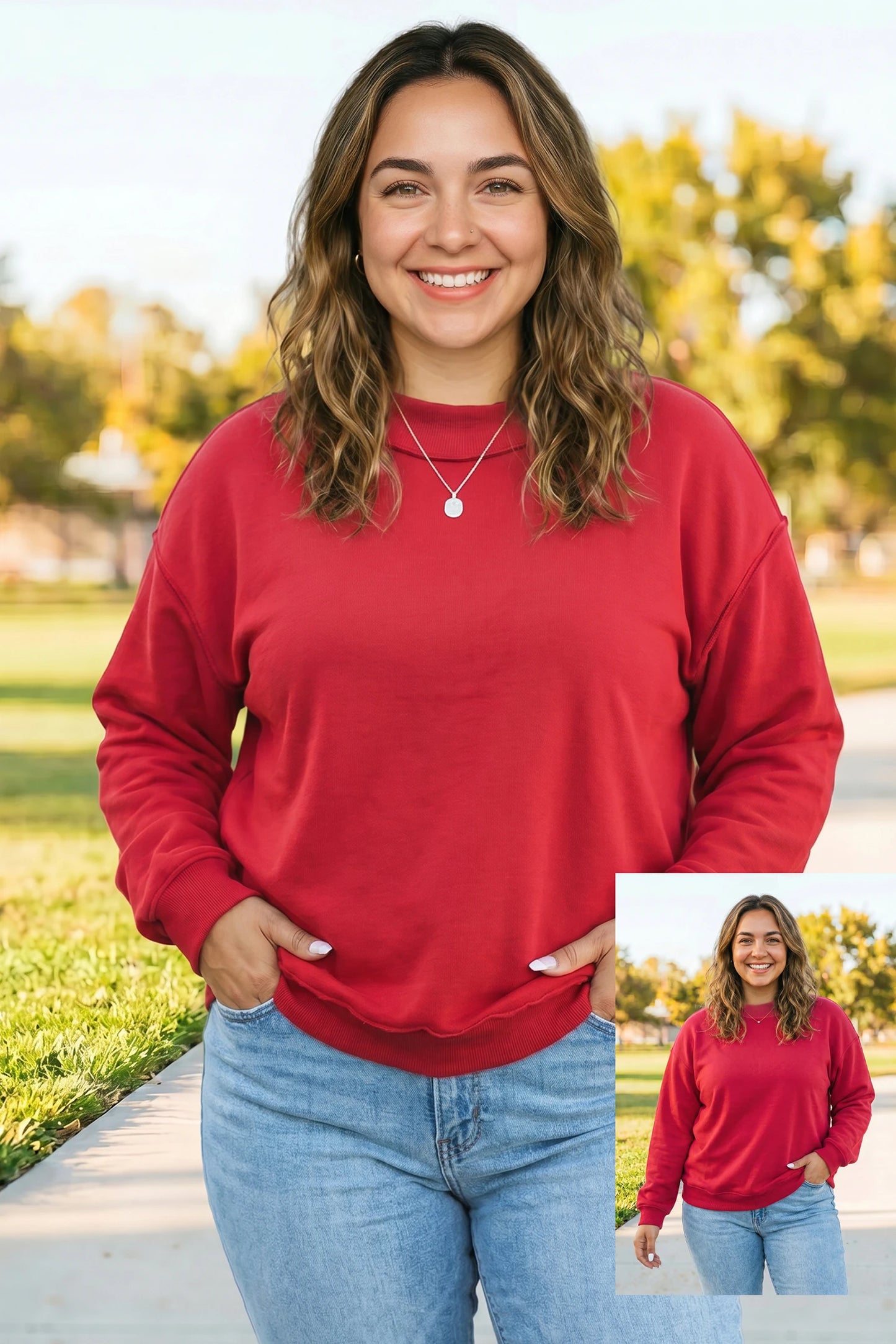 PLUS Oversize Drop Shoulder Reversible Mock Neck Sweatshirt - MANY COLORS