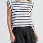 Striped Round Neck Cap Sleeve Top