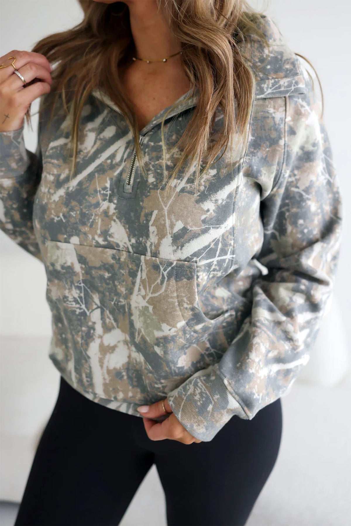 Abstract Camo Quarter Zip Sweatshirt — image 00
