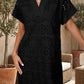 Black Solid Color Eyelet Embroidered T Shirt Mini Dress — image 00