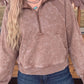 Chestnut Vintage Half-Zip Long Sleeve Ribbed Cuffs Hem Shift Silhouette Sweatshirt — image 00