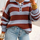 Racing Red Button Collar Relaxed Pullover Sweater — image 00