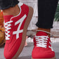 Racing Red Faux Suede Contrast Patchwork Detail Lace Up Flat Sneakers — image 00