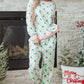 Green Bow Christmas Tree Print Contrast Striped Banding 2pcs Lounge Set — image 00