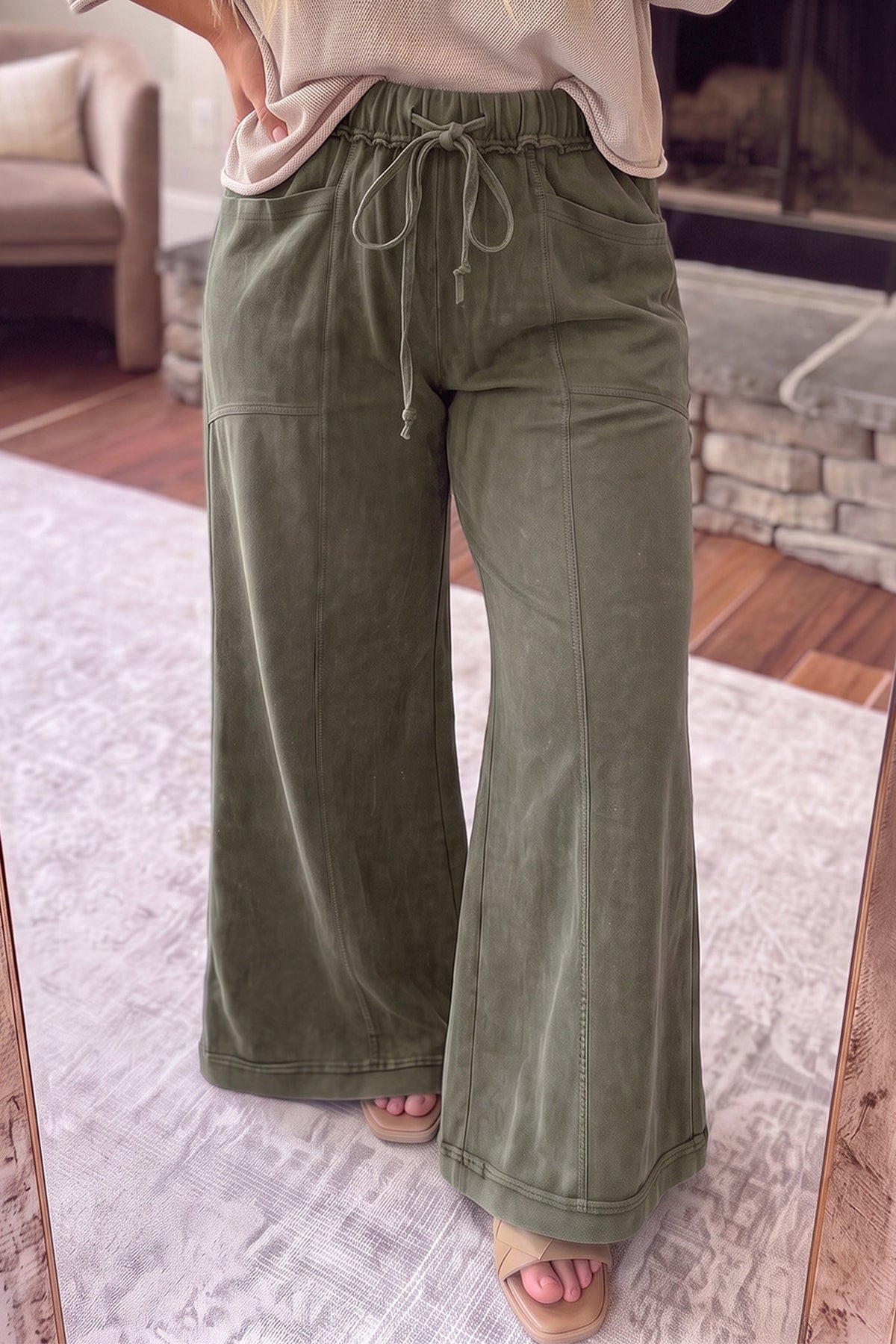 Mineral Wash Wide Leg Pocket Plus Size Pants — image 00