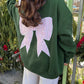 Blackish Green Striped Bow Graphic Oversized Sweatshirt — image 00