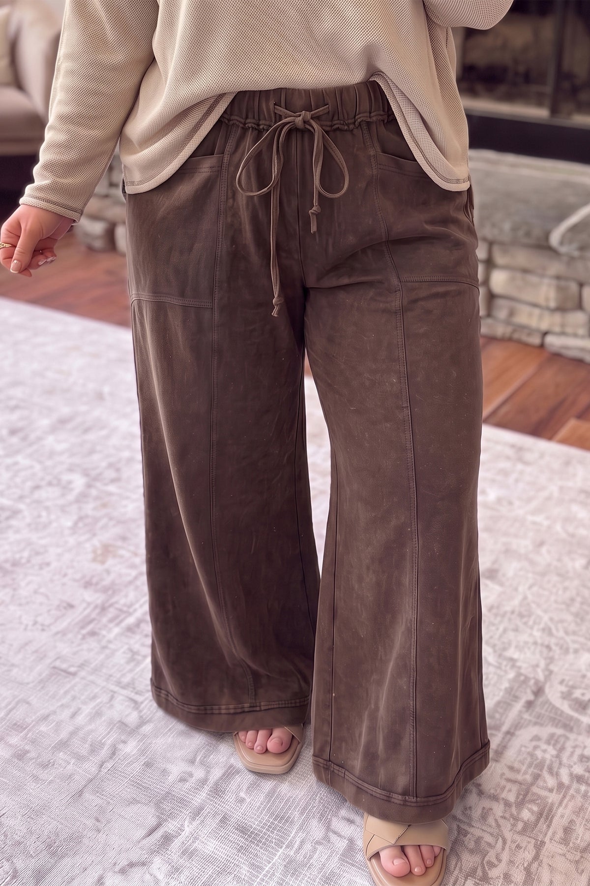 Mineral Wash Wide Leg Pocket Plus Size Pants — image 00