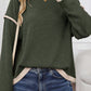 Light Pink Contrast Color Trim Knit Drop Shoulder Loose Top — image 00