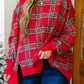 Red Festive Plaid Split Tunic Sweatshirt - Plus — image 00