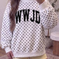 White WWJD Polka Dot High Neck Graphic Sweatshirt — image 00