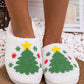 White Fuzzy Christmas Tree Pattern Home Slippers — image 00