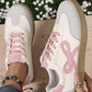 Pink Cute Bow Patch Color Block PU Leather Sneakers — image 00