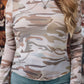 Western Fashion Camouflage Print Mesh Long Sleeve Top — image 00