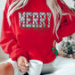 Fiery Red Merry & Bright Plaid Sequin Bow Christmas Sweatshirt — image 00