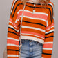 Orange Stripe Drop Shoulder Cropped Pullover Sweater — image 00