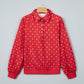 Red Polka Dot Print Metal Button Collar Casual Pullover Sweatshirt — image 01