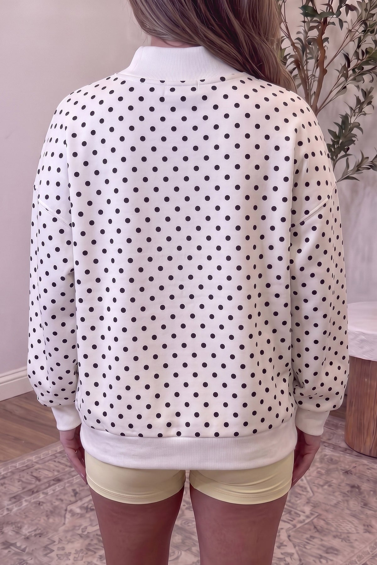 White WWJD Polka Dot High Neck Graphic Sweatshirt — image 01