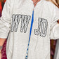 PREORDER // Light Grey WWJD Polka Dot Open Front Tunic Sweatshirt // ETA mid November — image 01