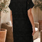 Black Solid Color Eyelet Embroidered T Shirt Mini Dress — image 01