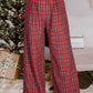 Red Festive Plaid Wide Leg Pull On Pants — image 01