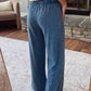 Mineral Wash Seam Detail Flare Leg Drawstring Pants — image 01