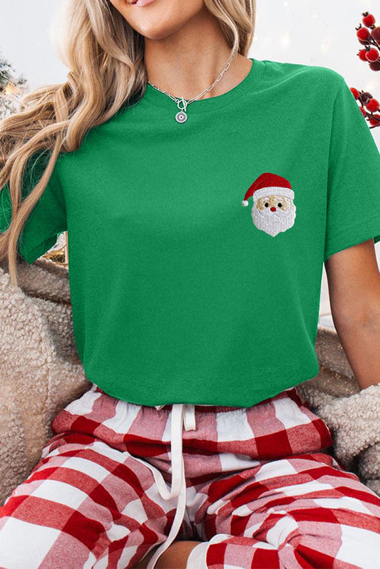 Bright Green Santa Claus Embroidered Tee — image 01