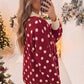 Red Polka Dot Pattern Ribbed Colorblock Trim Split Tunic Sweater — image 01