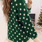 Green Polka Dot Pattern Ribbed Colorblock Trim Split Tunic Sweater — image 01