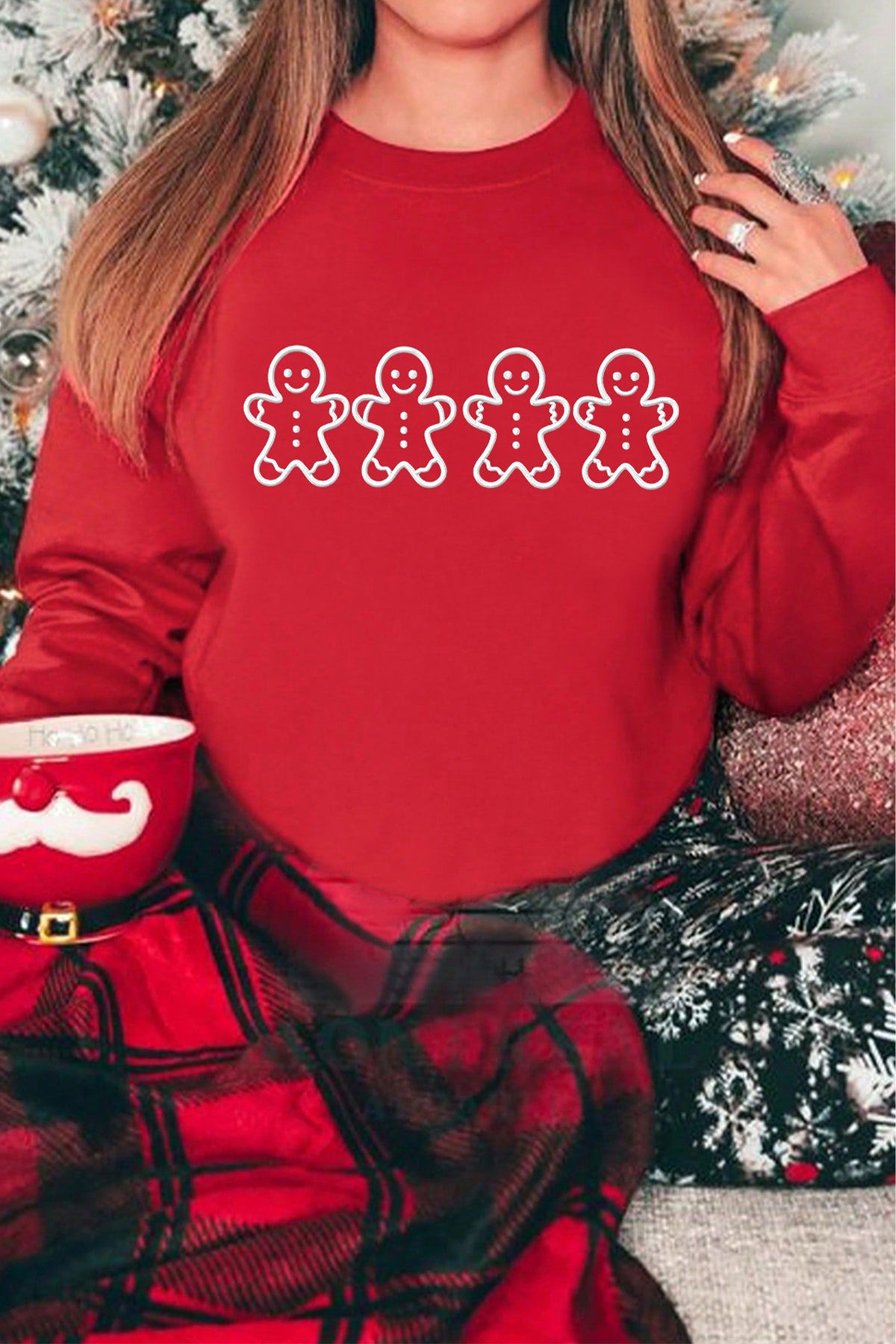 Red Gingerbread Embroidered Crewneck Sweatshirt — image 01