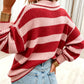 Racing Red Button Collar Relaxed Pullover Sweater — image 01