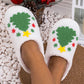 White Fuzzy Christmas Tree Pattern Home Slippers — image 01