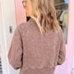 Chestnut Vintage Half-Zip Long Sleeve Ribbed Cuffs Hem Shift Silhouette Sweatshirt — image 01