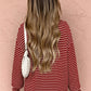 Red Stripe Drop Shoulder Long Sleeve Top — image 01