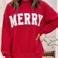 Fiery Red MERRY Embroidered Letter High Neck Tunic Pullover Sweatshirt — image 01